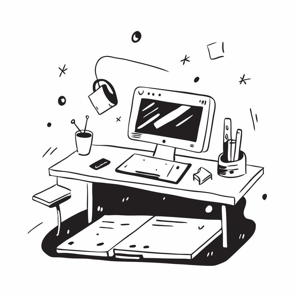 Abstract Home Office with Glowing Desk and Digital Art Background concept as A photo featuring an abstract home office setup with a glowing desk and a digital art background The i pure Set 4 vector