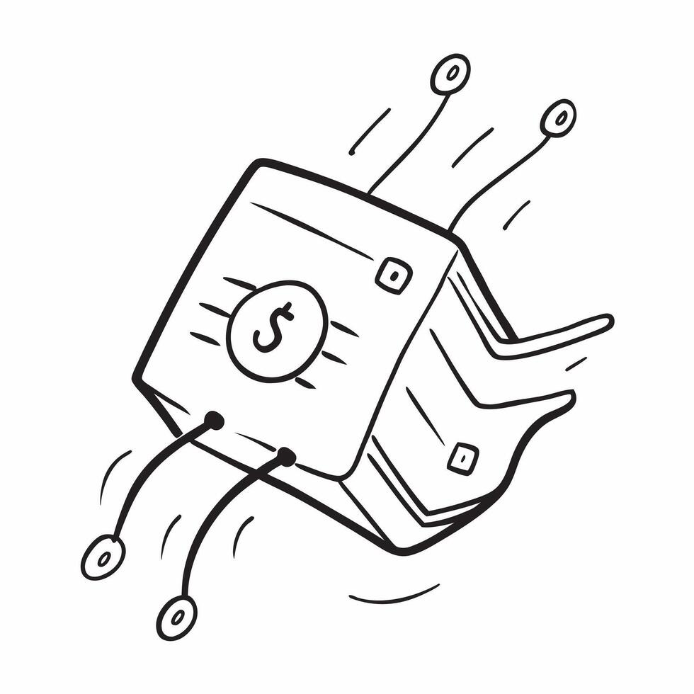 AI Chip with Money Flow Symbol concept as A clean of an AI chip with a flowing money symbol representing the efficiency and precision of AI in financial management isolated pure vector