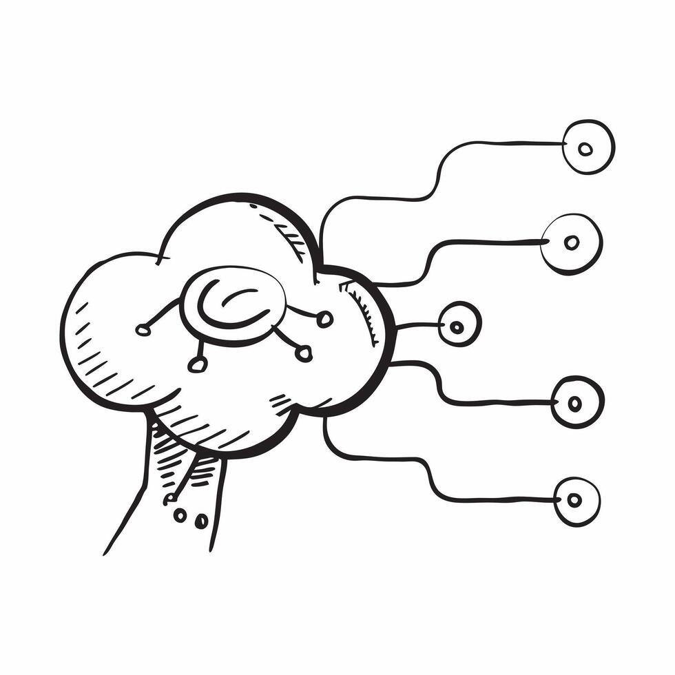 AI Cloud with Coin Symbol concept as An abstract of a cloud connected to a coin symbol representing the cost efficient nature of cloud computing technology isolated on a whi pure vector