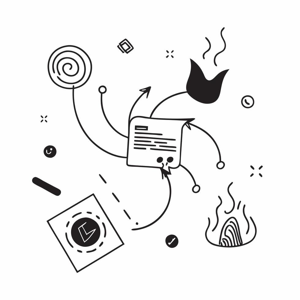 AI Driven Digital Identity Elements concept as Abstract elements featuring digital identity symbols with biometric patterns and data streams The design is isolated on a whi pure vector