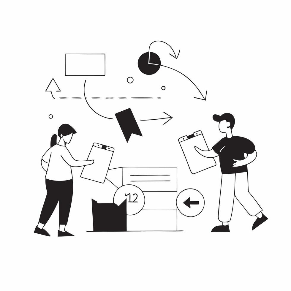 AI Driven Logistics Planning concept as A candid shot of a logistics team using AI tools to plan and optimize supply chain operations The scene captures the precision and collabor pure vector