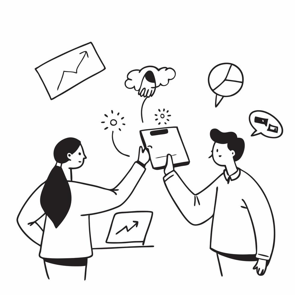 AI Driven Marketing Strategy concept as A candid capture of a marketing team discussing AI driven strategies The scene highlights collaboration and creativity with team members en pure vector