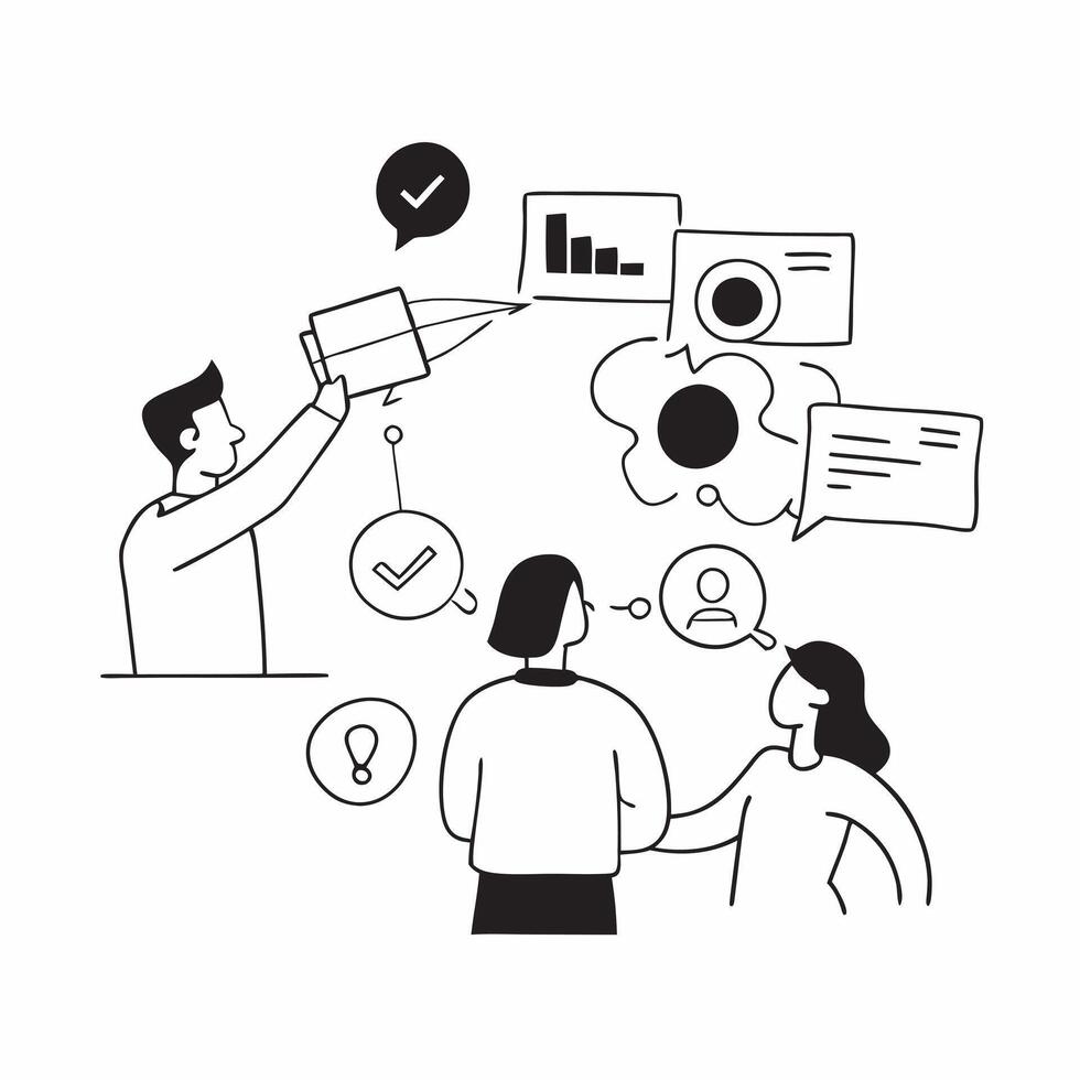 AI Enhanced Human Resources Meeting concept as A candid shot of an HR team using AI tools to discuss employee engagement strategies The scene captures the focus on personalization pure vector