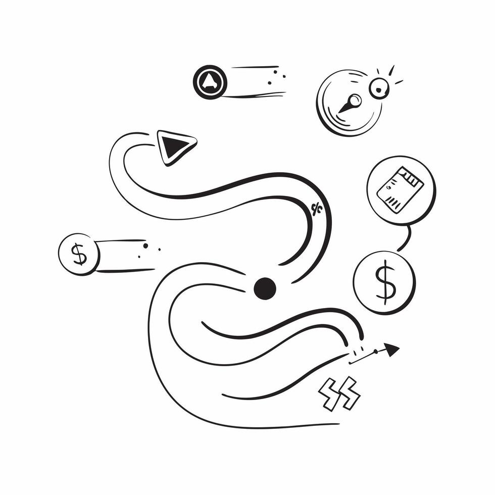 AI Fintech with Dollar Path concept as A showing fintech icons linked with a flowing dollar path representing the impact of AI on streamlining financial technology and cost pure vector