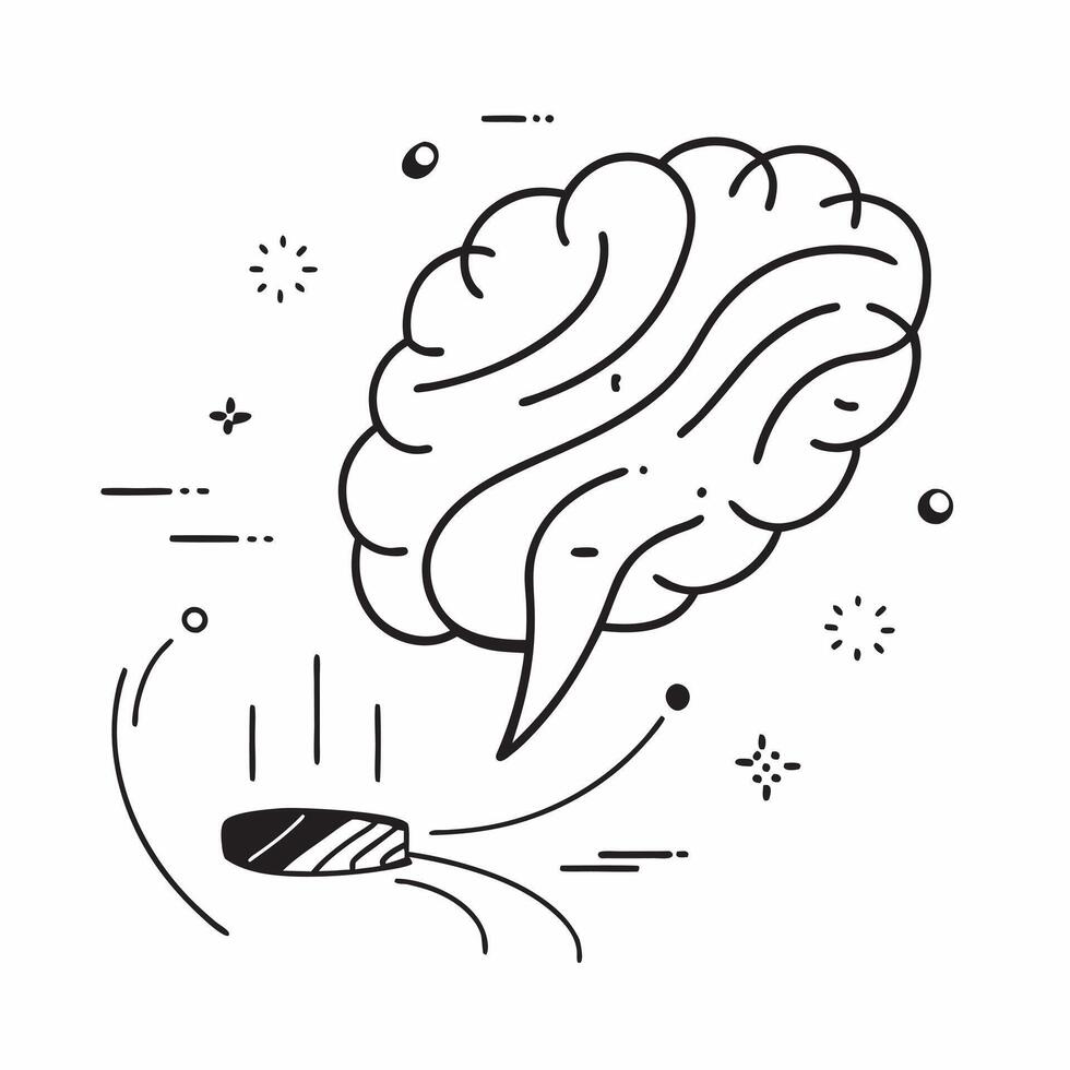 AI Powered Brainwave concept as A clean abstract of glowing brainwave lines intertwined with digital circuitry The design is isolated on a white background symbolizi pure vector