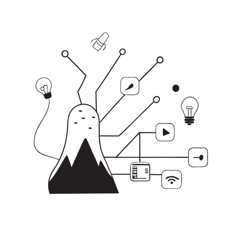 AI Powered Smart City concept as A minimalistic abstract featuring smart city elements with digital connections and network patterns The design is isolated on a whit pure vector