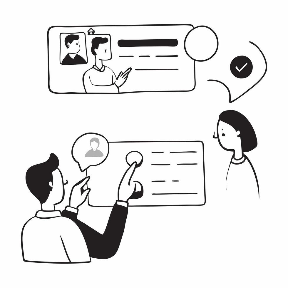 AI Powered Talent Acquisition concept as A candid shot of a recruitment team using AI tools to assess candidate profiles The scene captures the focus on efficiency and innovation pure vector
