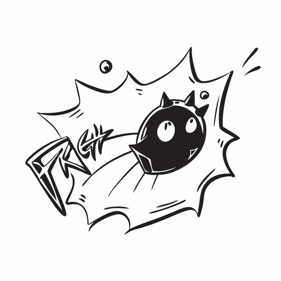 Bat and Spider with Fright Text concept as An isolated featuring a bat and a spider with the word Fright in a jagged font The elements are set against a white background id pure vector