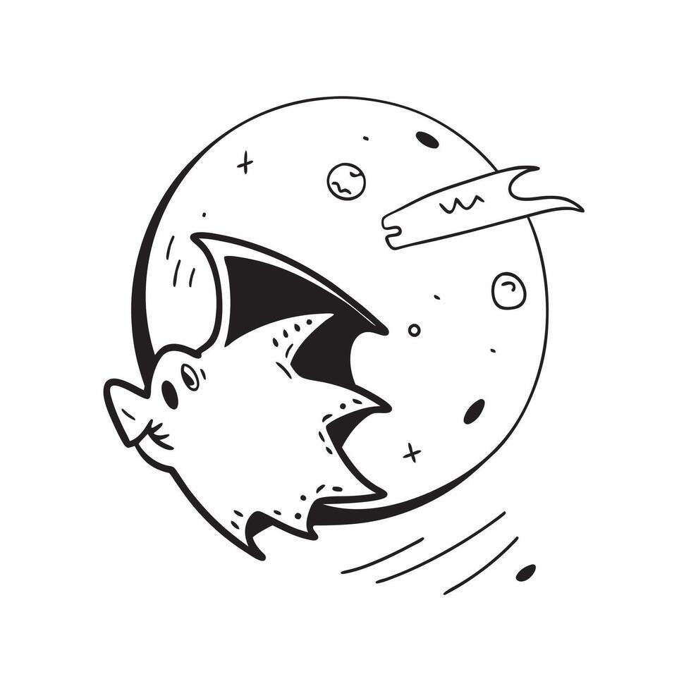 Bat and Full Moon with Fear Text concept as An isolated featuring a bat flying across a full moon with the word Fear in a bold scary font The elements are set against a whi pure vector