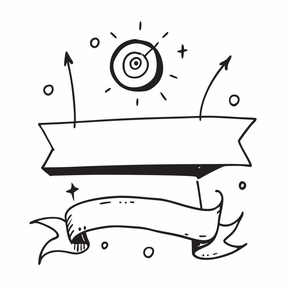 Border frame with target and arrow for Goals and copy space concept as A border frame featuring a target with an arrow representing Goals The elements are arranged around a spacio pure vector