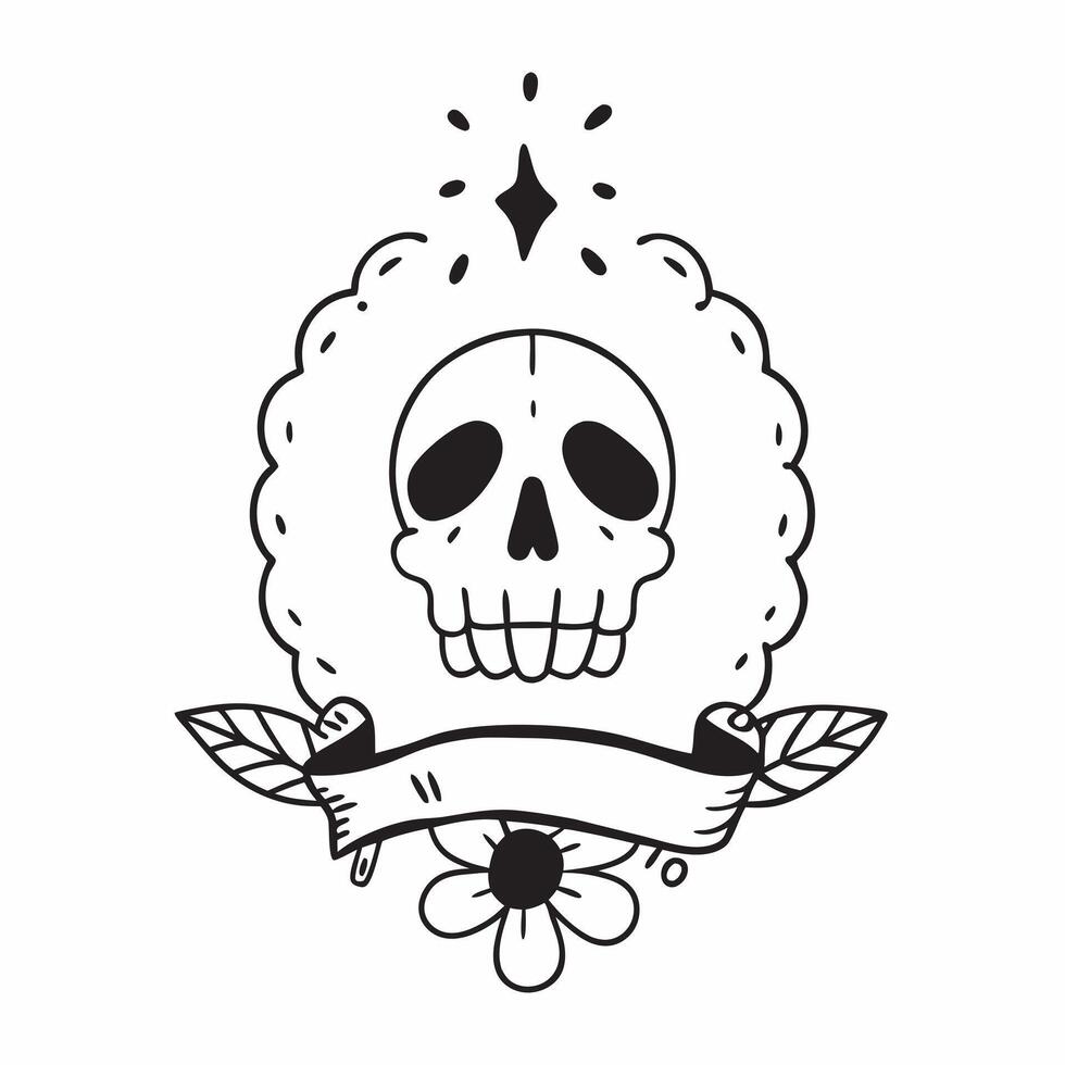 Calavera and Marigold Garland Isolated concept as A design featuring a calavera paired with a marigold garland both isolated on a white background The illustration c pure vector