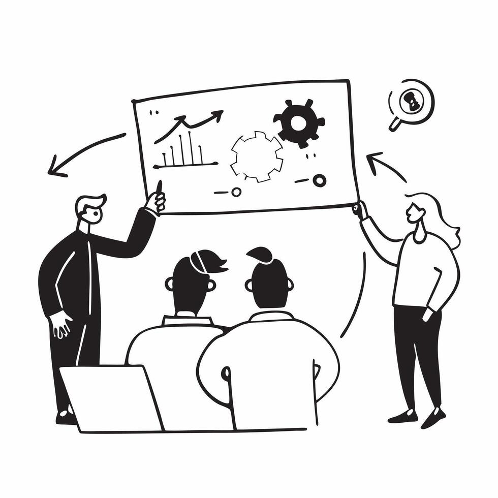 Candid AI Enhanced Decision Making concept as A candid shot of a management team making decisions with insights The scene captures the focus and intensity of the disc pure vector