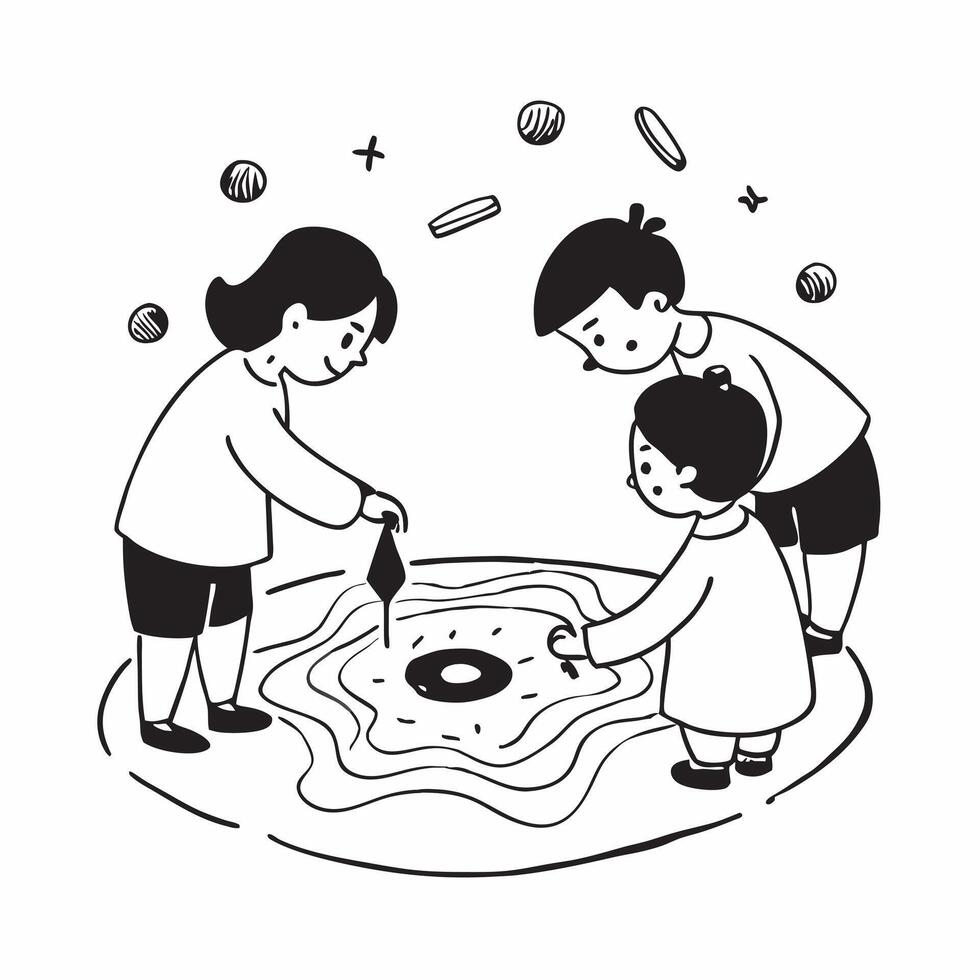 Children making Diwali rangoli with glossy effects concept as Camera movement Zoom into the children creative designs Scene Glossy colorful background with festive elements Detai pure Set 2 vector
