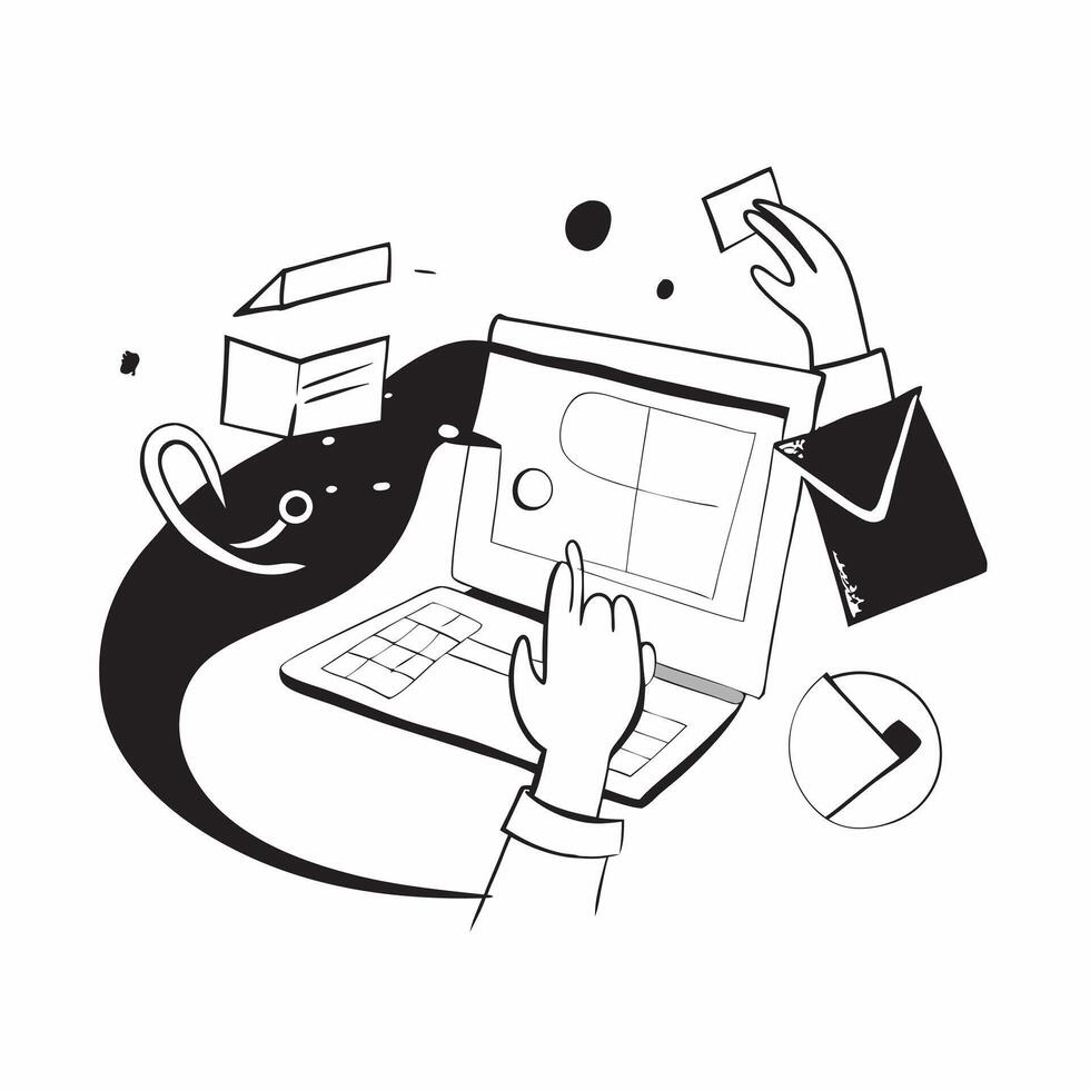 Creative designer working on a project in a glossy flexible workspace concept as Camera movement Zoom into the designer digital workspace Scene A vibrant and inspiring workspace w pure vector