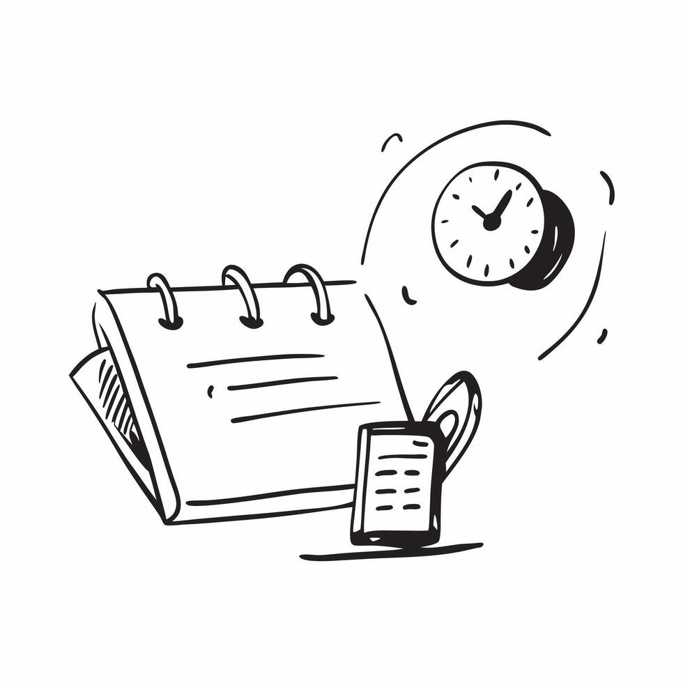 Desk Clock and Calendar Isolated concept as A image of a desk clock and a calendar isolated on a white background Ideal for illustrating time management and organization in pure Set 6 vector