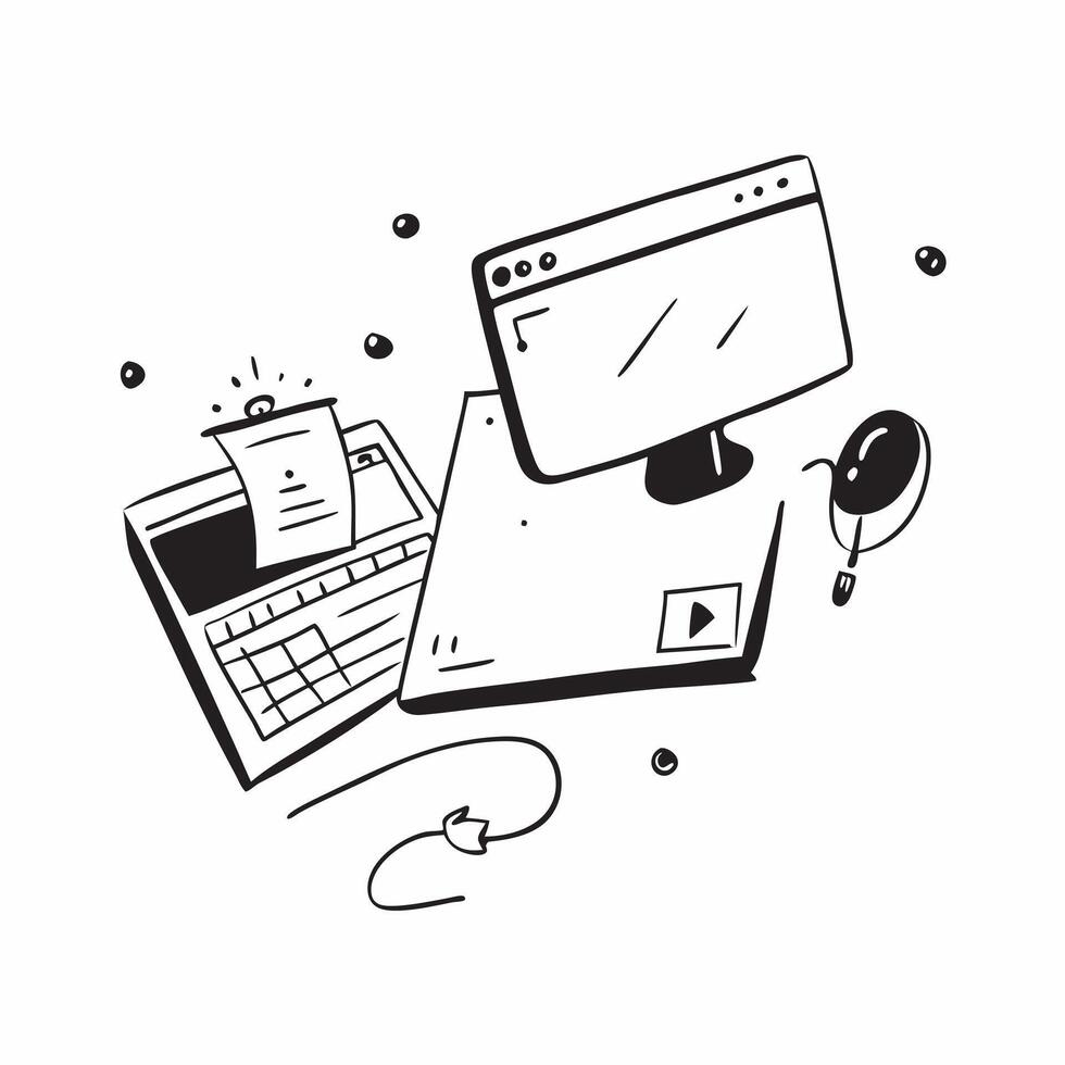 Desk Setup with Mouse and Keyboard concept as A desk setup featuring a mouse and keyboard with Remote Work text on a white background showcasing the essentials for remote work Cam pure Set 2 vector