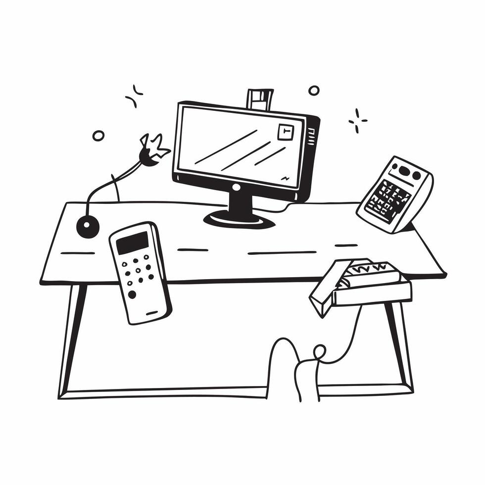 Desk Setup with Mouse and Keyboard concept as A desk setup featuring a mouse and keyboard with Remote Work text on a white background showcasing the essentials for remote work Cam pure vector