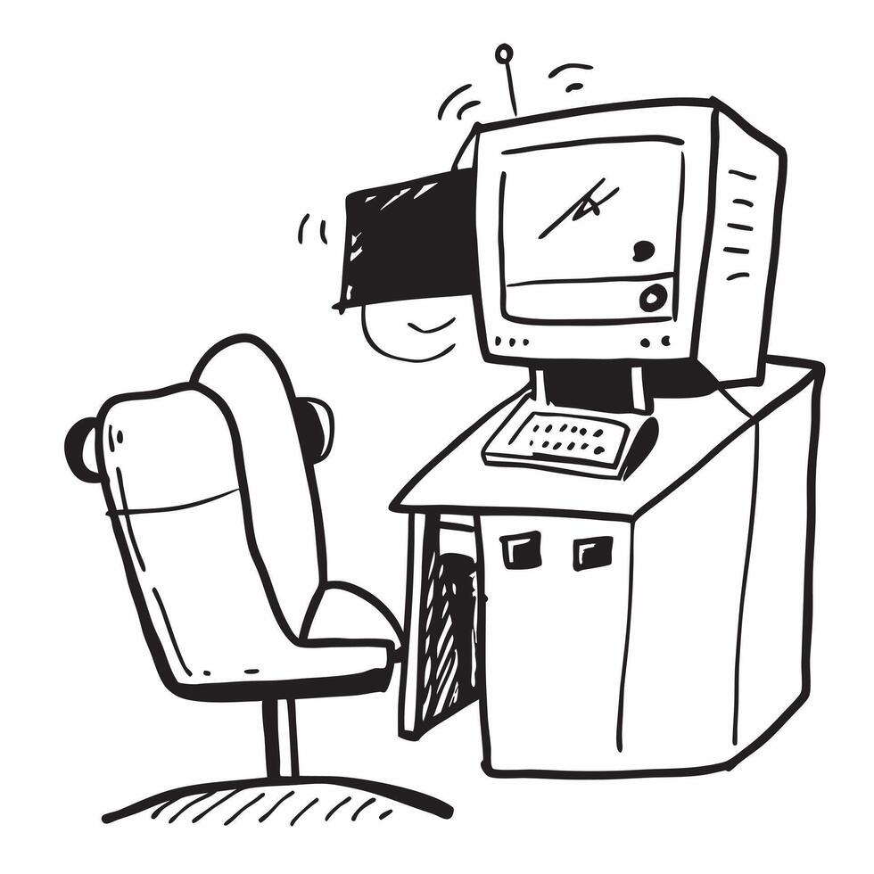 Desktop Computer and Chair Isolated concept as A image of a desktop computer and an ergonomic chair isolated on a white background Great for depicting a tech savvy and comf pure Set 3 vector