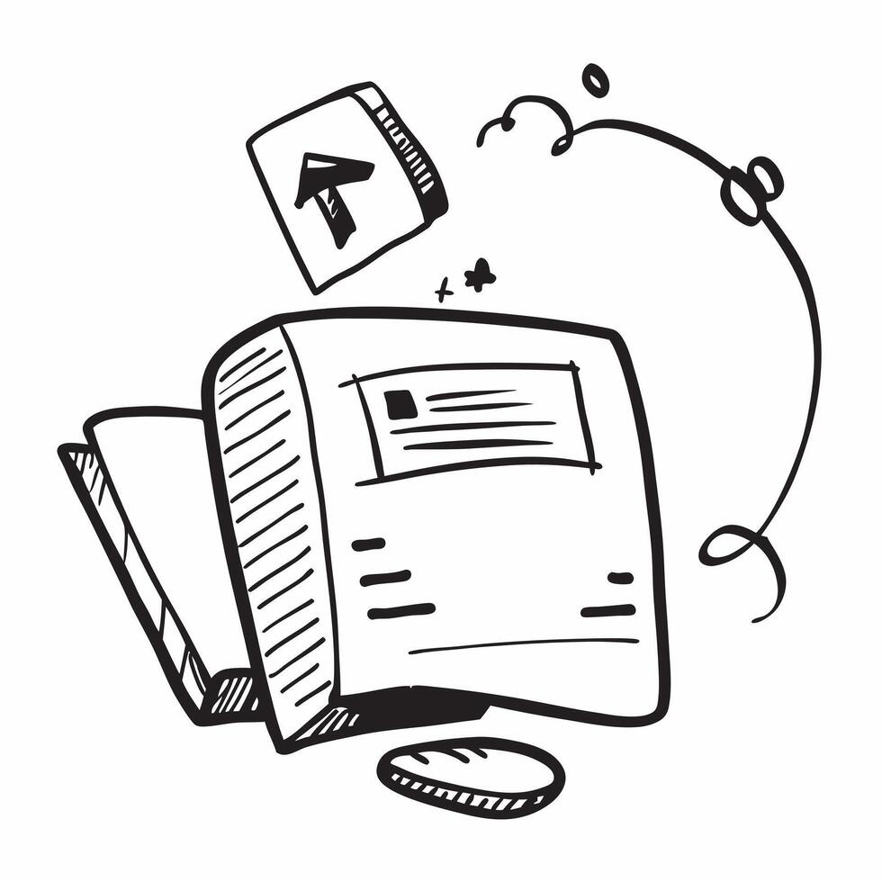 Desktop Computer and Book Isolated concept as An isolated of a desktop computer and a book symbolizing online education resources The clean design on a white backgro pure vector