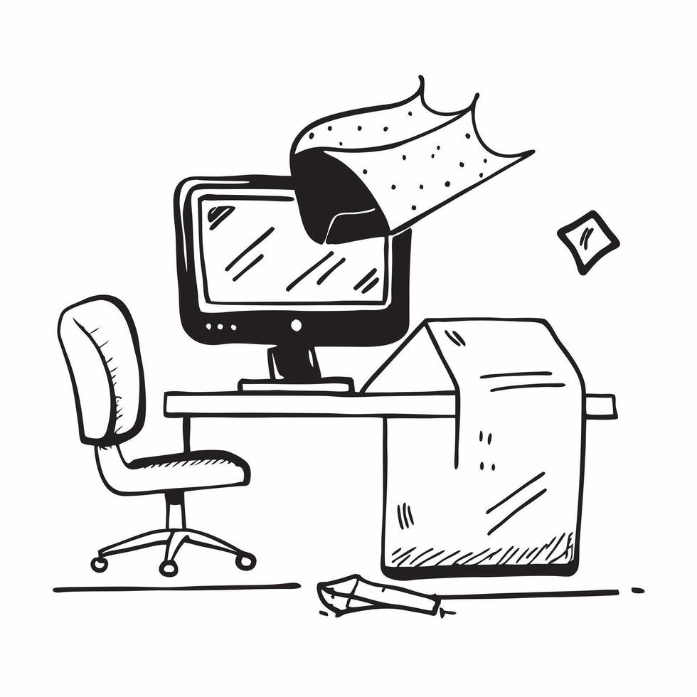 Desktop Computer and Chair Isolated concept as A image of a desktop computer and an ergonomic chair isolated on a white background Great for depicting a tech savvy and comf pure Set 8 vector