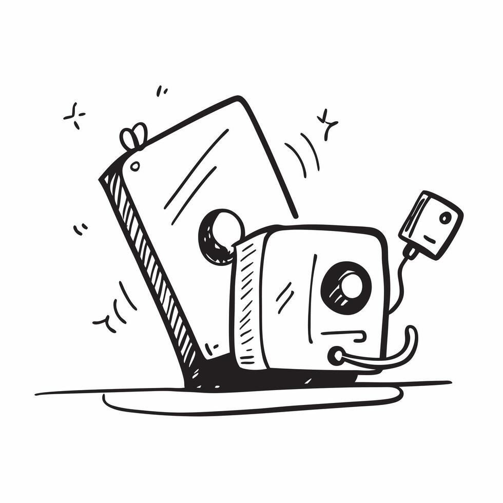 Desktop Speaker and Notebook Isolated concept as A image of a desktop speaker and a notebook isolated on a white background Perfect for representing a tech forward and crea pure vector