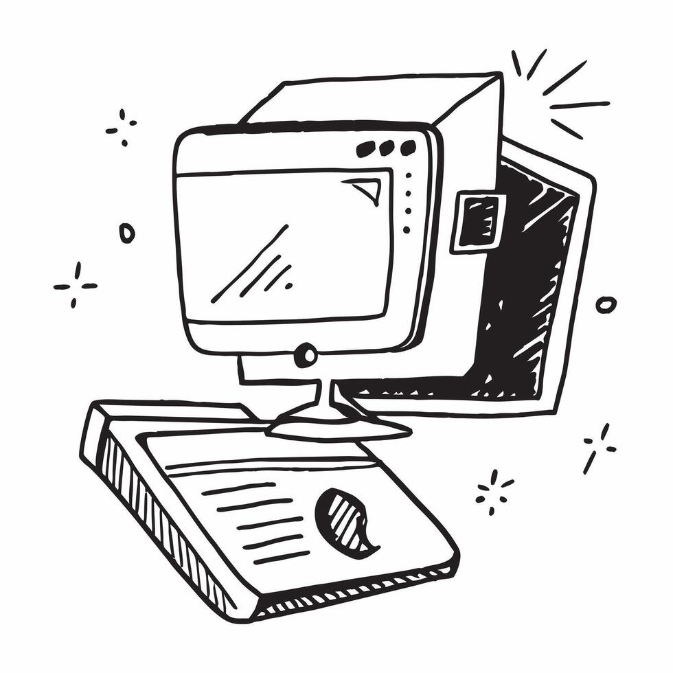 Desktop with Holographic Monitor and Keyboard concept as A photo featuring a desktop computer with a glowing holographic monitor and keyboard isolated on a white background with am pure Set 4 vector