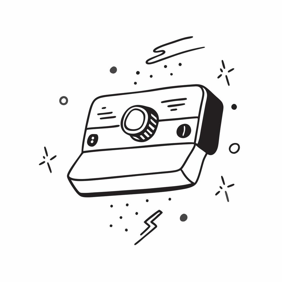 Digital camera with holographic settings display copy space at the top concept as A close up shot of a digital camera with a holographic settings display floating above the screen pure vector