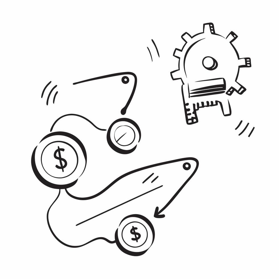 Digital Gears and Money Symbol concept as A minimalistic abstract combining digital gears with a money symbol symbolizing the automation of cost management in technology Th pure vector