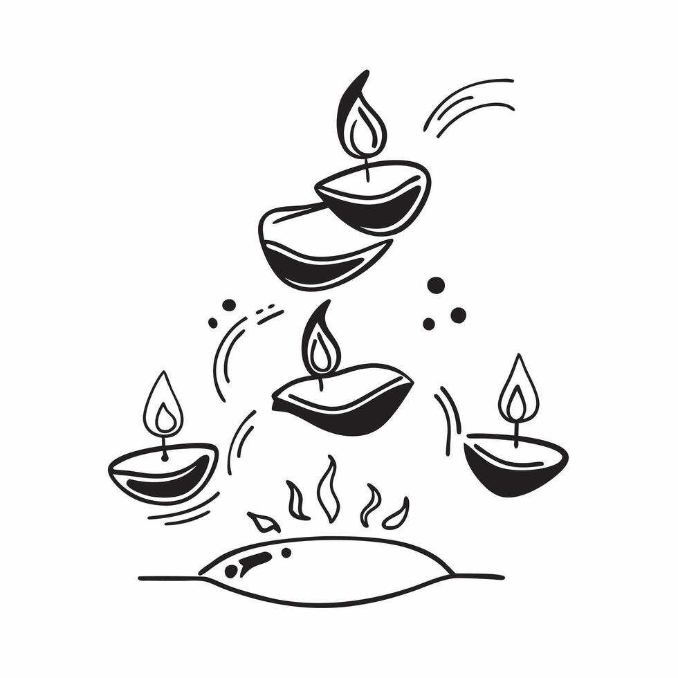 Diwali diyas and Diwali Lights text isolated on white background concept as Camera movement Zoom into the diyas and text Scene Isolated white background with vibrant and glowing e pure Set 3 vector