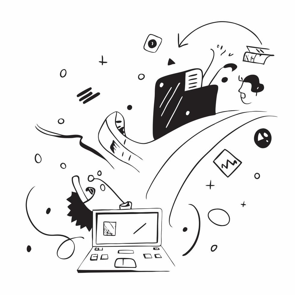 Dynamic abstract digital art of a person working on a laptop in a flexible workspace concept as Camera movement Zoom into the abstract elements that represent the digital environme pure Set 4 vector