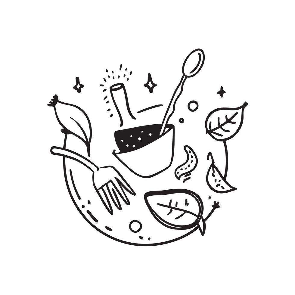 Eco friendly utensils with World Food Day text isolated on white concept as Camera movement Pan across the eco friendly utensils Scene Isolated white background Detail Highlighti pure vector