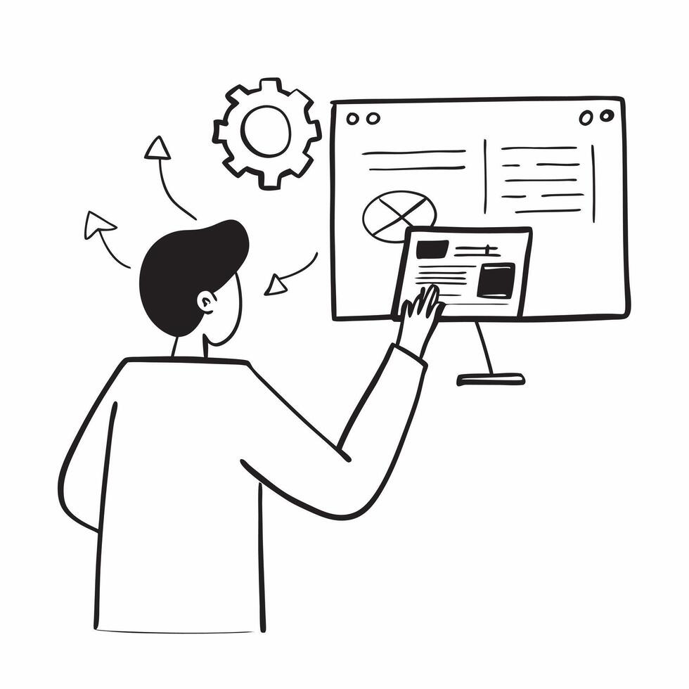 Engineer conducting remote diagnostics in a glossy flexible workspace concept as Camera movement Zoom into the screen displaying diagnostic software and technical data Scene A hig pure vector
