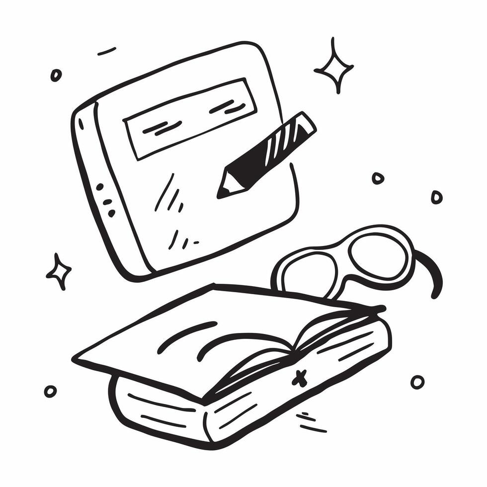 E Reader and Glasses Isolated concept as An isolated of an e reader and glasses representing digital reading and online learning The elements are set against a white pure vector