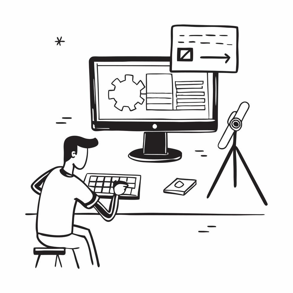 Engineer using CAD software in a glossy flexible workspace concept as Camera movement Pan across the engineer screen as they work on a CAD design Scene A high tech and professiona pure vector