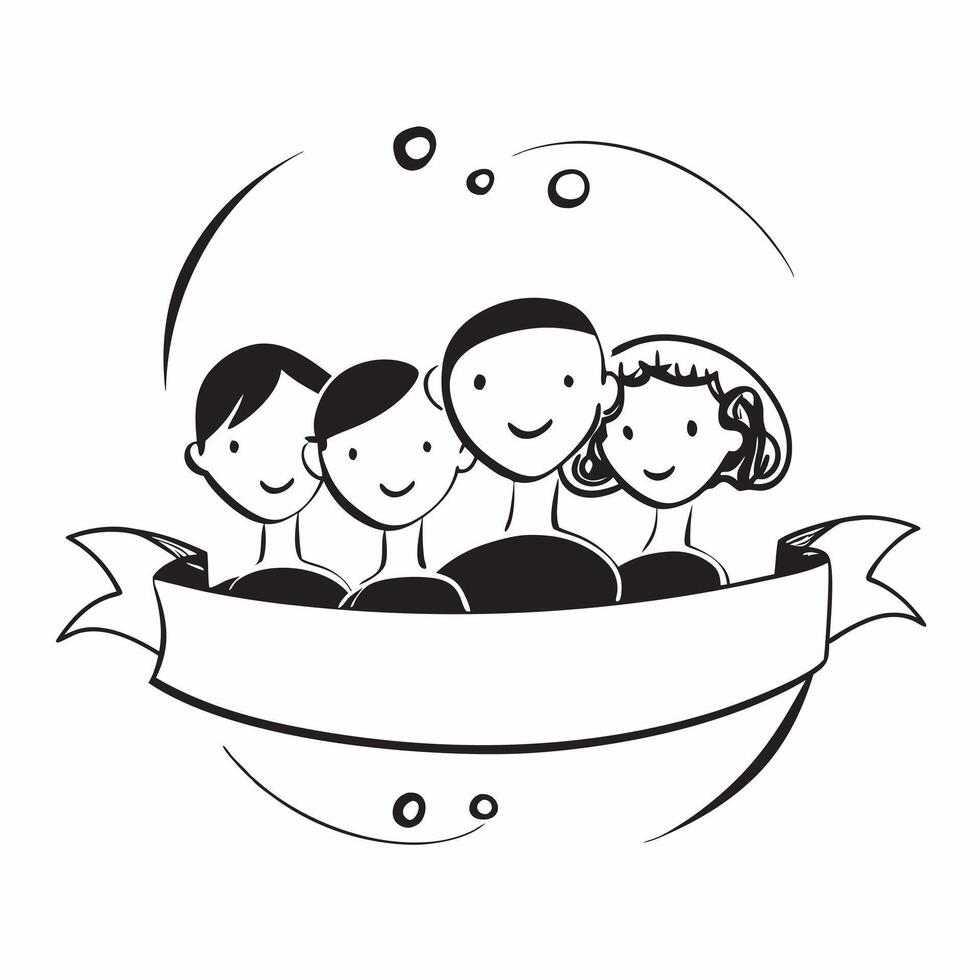 Family Diversity Frame with Togetherness Text concept as A sleek border frame with diverse family silhouettes on opposite corners leaving ample copy space in the center The word T pure vector