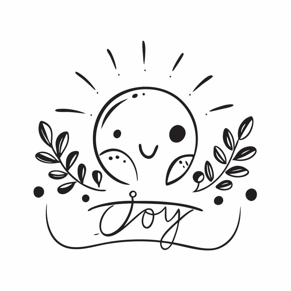 Family Diversity Sun Frame with Joy Text concept as A vibrant border frame with sun motifs and the word Joy at the top representing family diversity The design leaves ample copy s pure vector