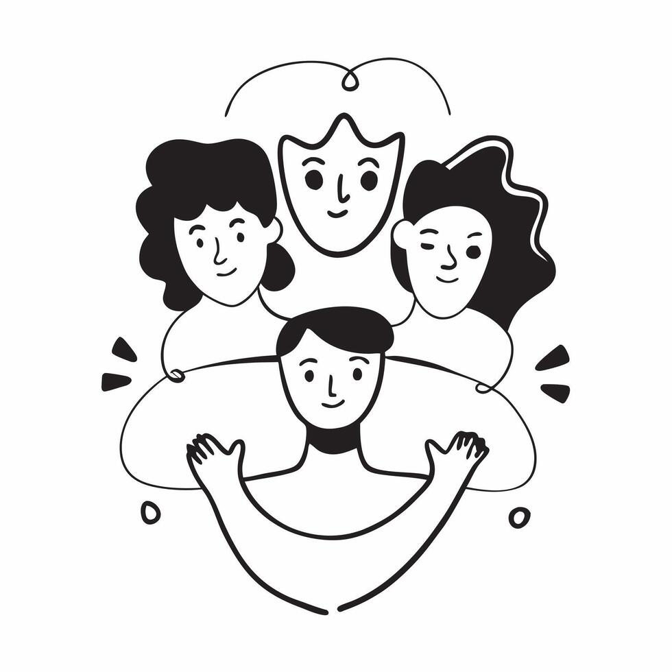 Family Diversity with Harmony Text concept as Isolated of diverse family members in harmony accompanied by the word Harmony in an elegant font This design symbolizes the ba pure vector