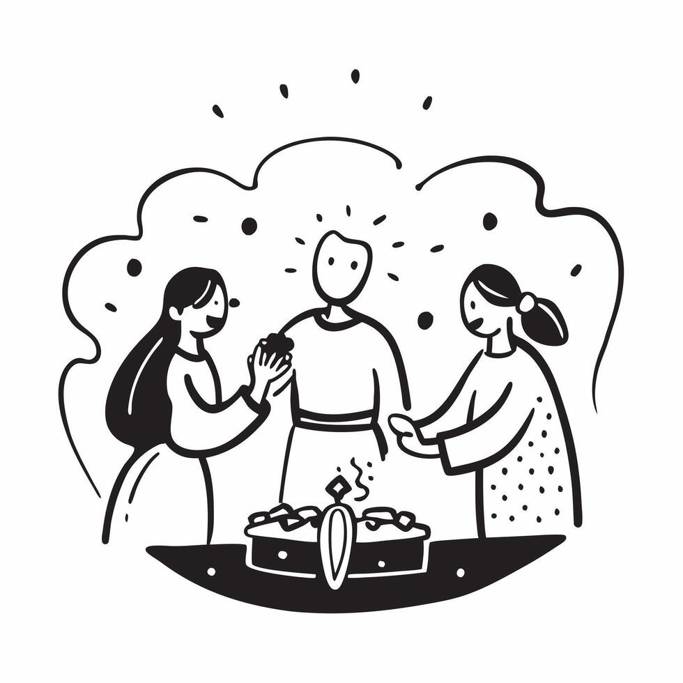 Family enjoying Diwali feast with glossy effects concept as Camera movement Pan across the family members enjoying the feast Scene Glossy warm background with festive decorations pure Set 2 vector