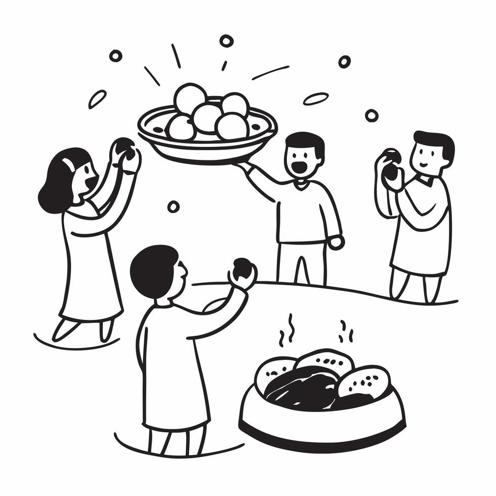 Family enjoying glossy sweets for Sharad Purnima concept as Camera movement Zoom into the family enjoying glossy sweets Scene Isolated dining area with vibrant sweets Detail Glos pure Set 2 vector