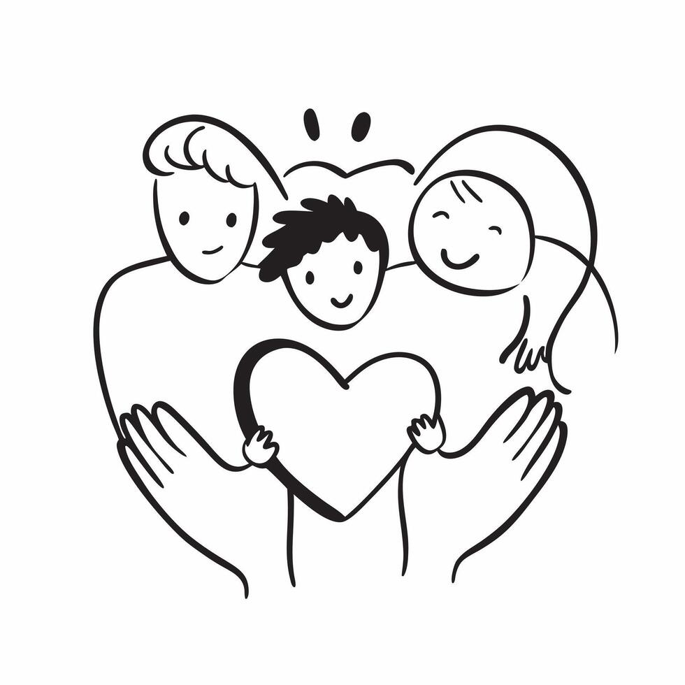 Family Heart with Compassion Text concept as Isolated of a heart symbol with diverse family members accompanied by the word Compassion in a warm inviting font This design r pure Set 2 vector