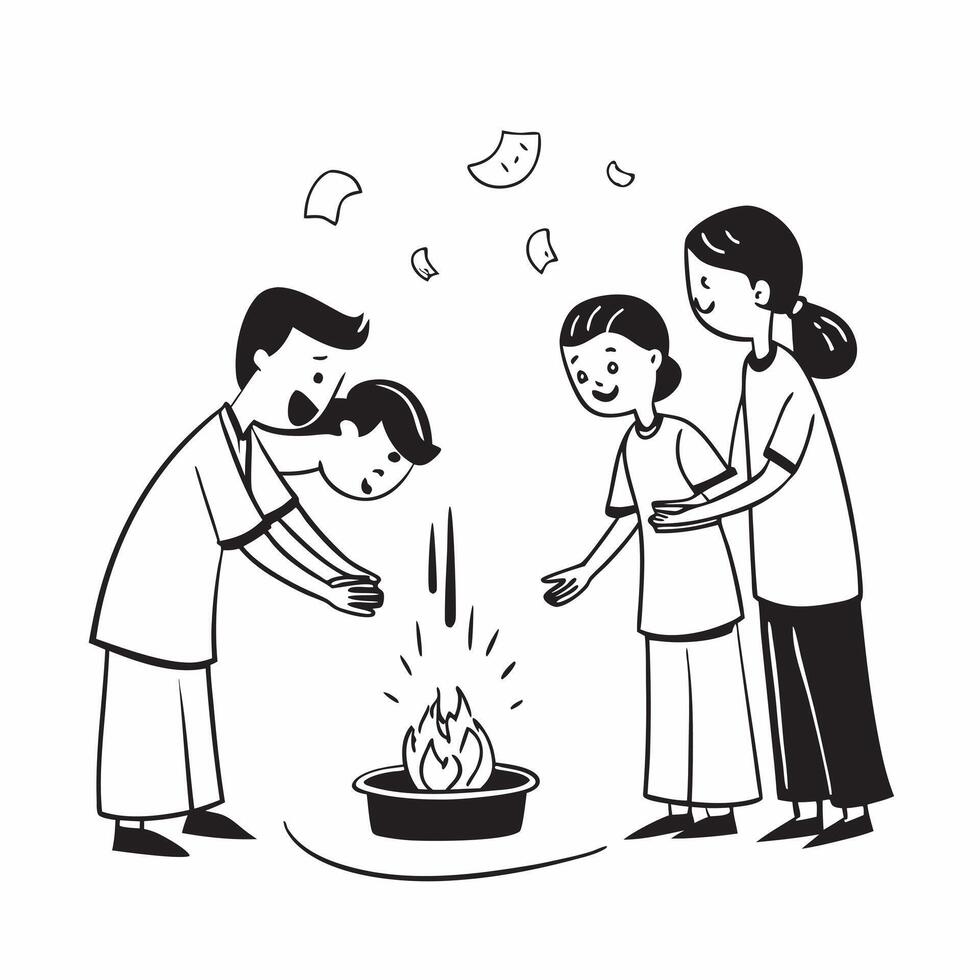 Family lighting diyas for Diwali with glossy effects concept as Camera movement Zoom into the family members lighting diyas Scene Glossy illuminated background with festive colors pure Set 2 vector