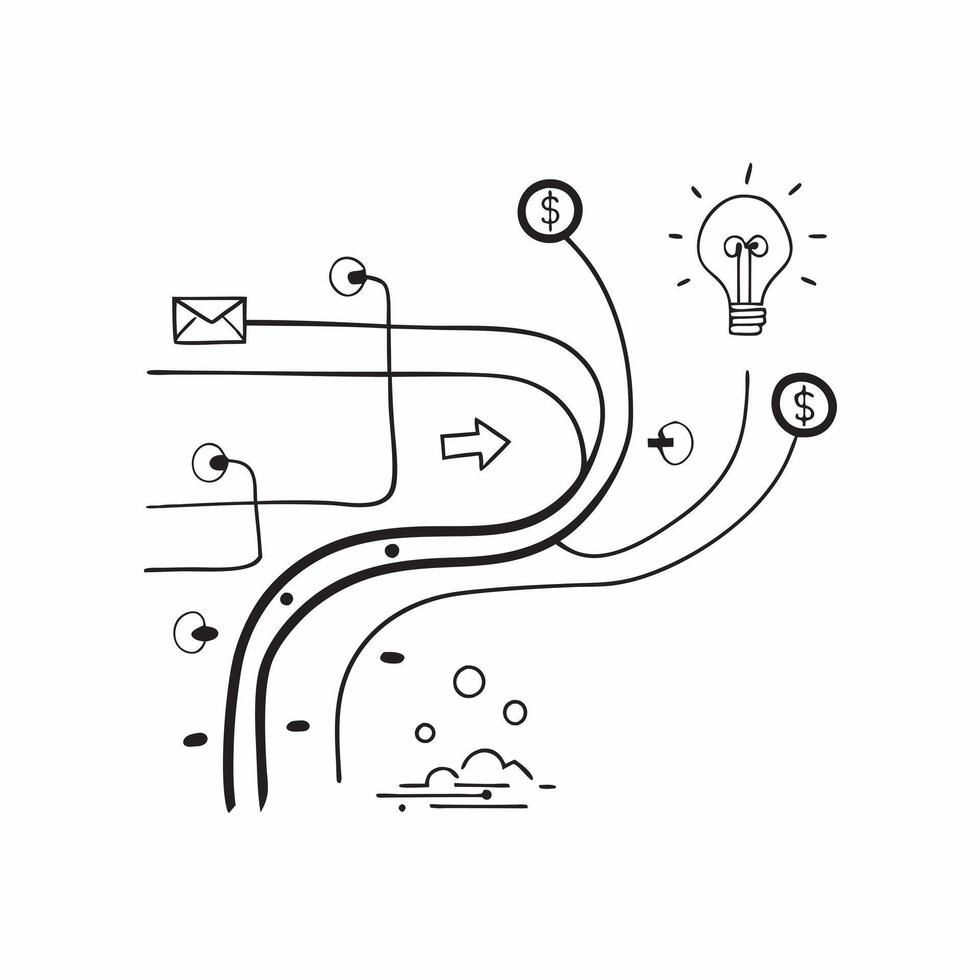 Flat AI Circuit Path with Money Flow concept as A depicting AI circuit pathways connected with a flowing money symbol symbolizing the streamlined financial processes enabled pure vector
