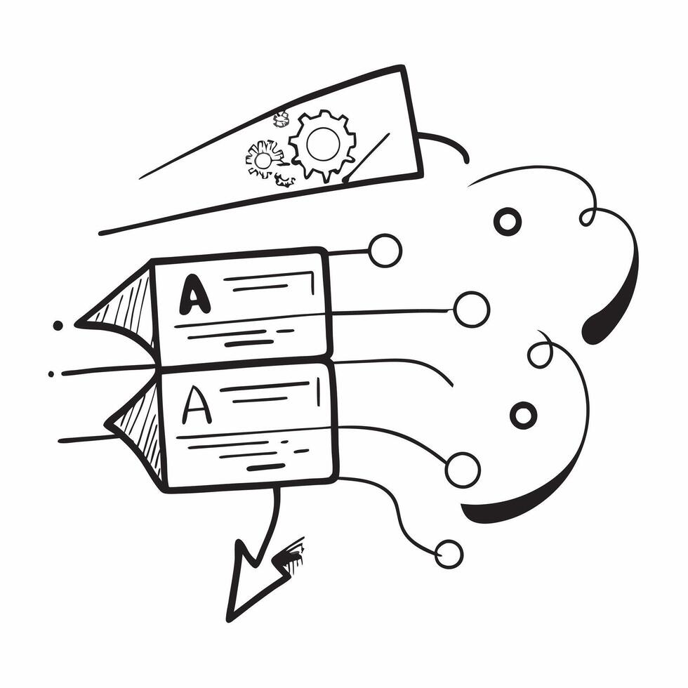 Flat AI Driven Language Processing Elements concept as Abstract elements representing natural language processing with flowing text and digital patterns The design is isola pure vector