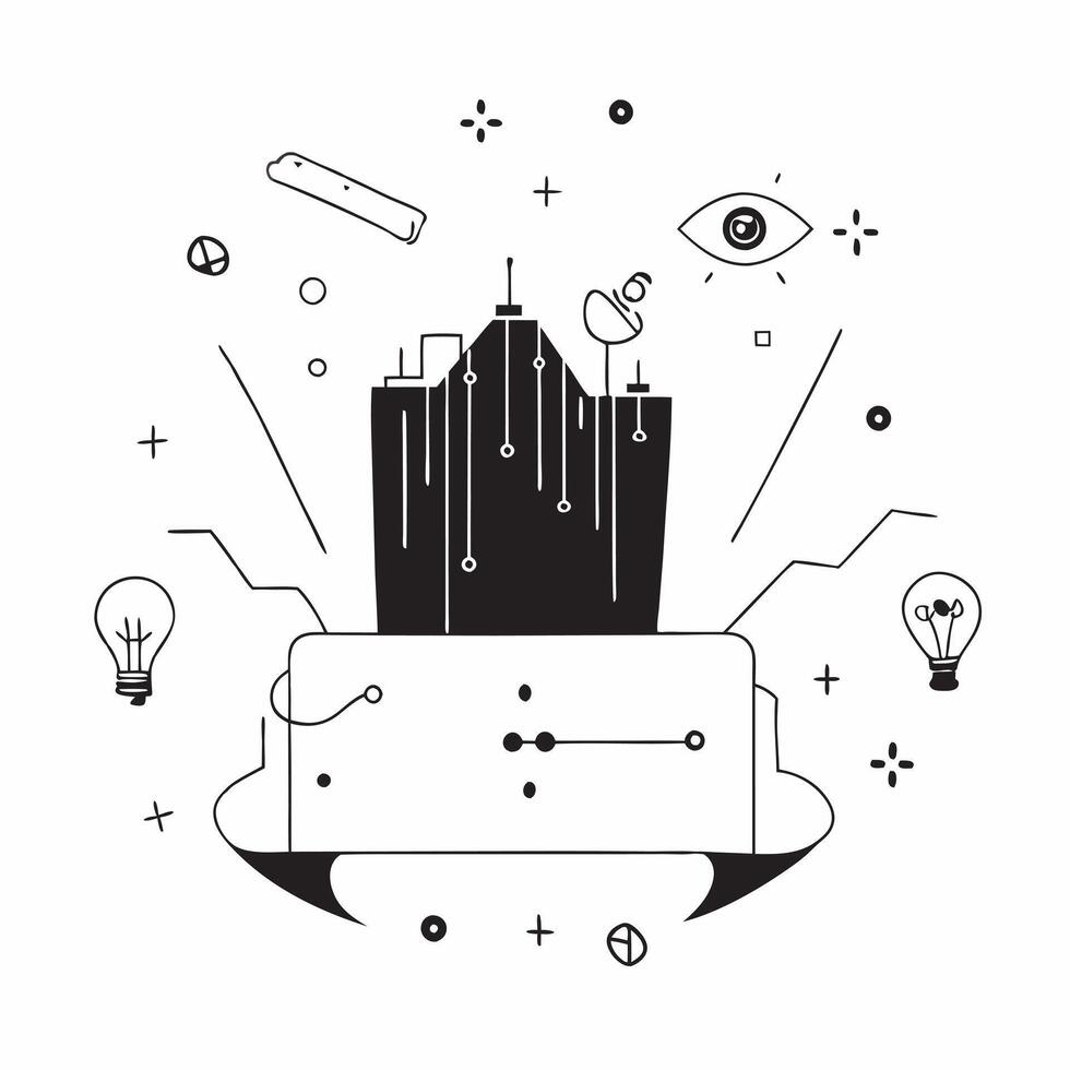 Flat AI Driven Smart City Frame concept as A border frame with smart city elements on the left and right sides leaving the center as copy space The design highlights AI driven urb pure vector