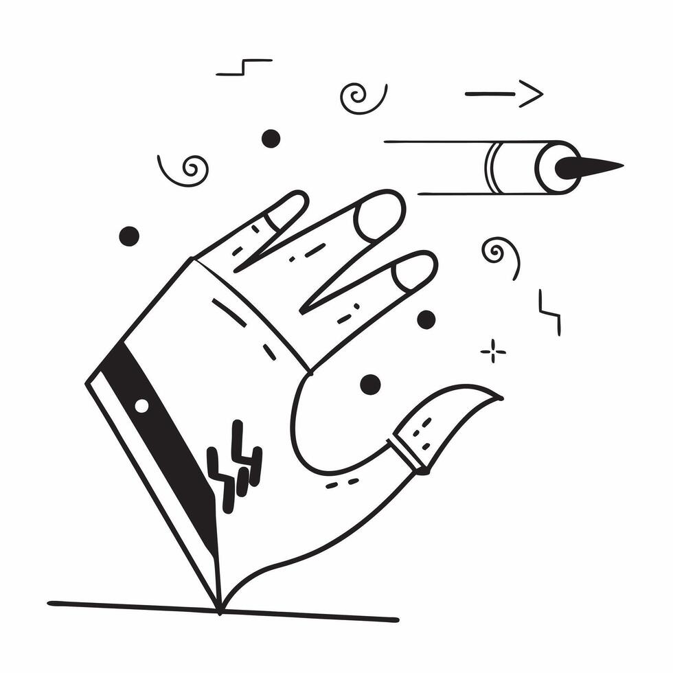 Flat AI Driven Robotic Hand Elements concept as Abstract elements featuring a robotic hand with glowing digital circuits The design is isolated on a white background symbol pure vector