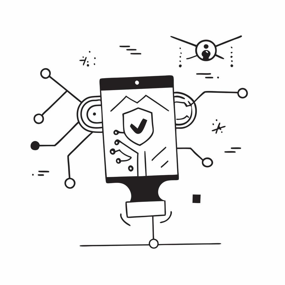 Flat AI in Cybersecurity concept as A glowing abstract digital art banner highlighting AIs role in cybersecurity The scene features intricate patterns and vibrant light symbolizin pure vector