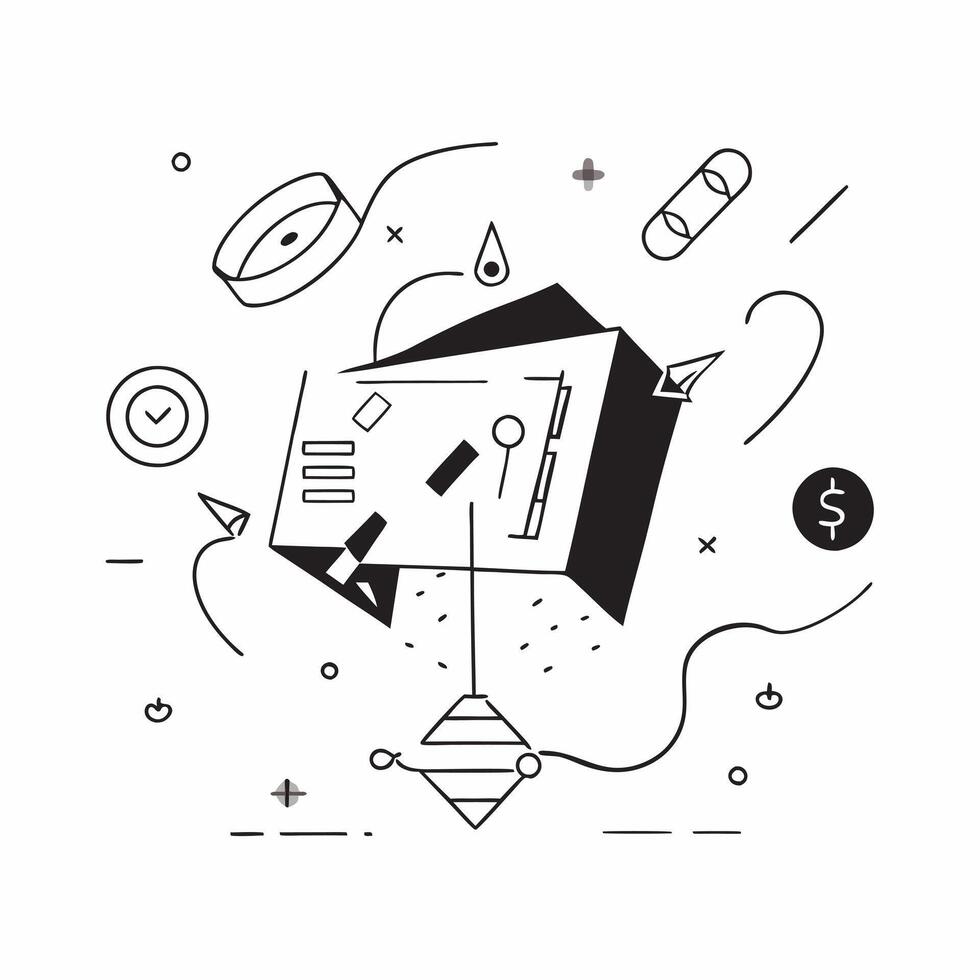 Flat AI in Financial Services concept as A glowing abstract digital art banner representing AI driven financial services The scene is filled with dynamic patterns and vibrant ligh pure vector