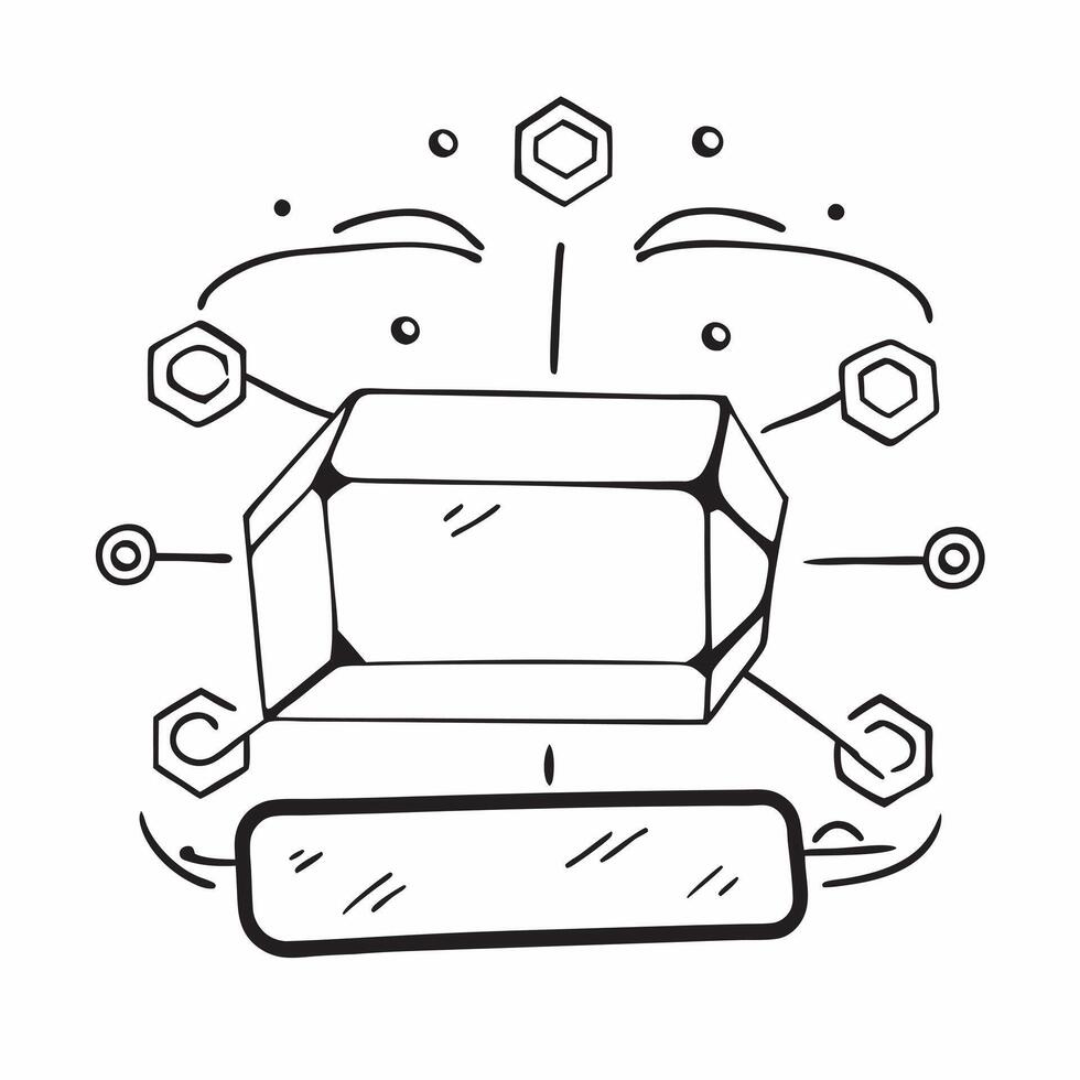 Flat AI Powered Blockchain Border Frame concept as A clean border frame featuring blockchain elements on the top and bottom edges with ample copy space in the center The design sy pure vector