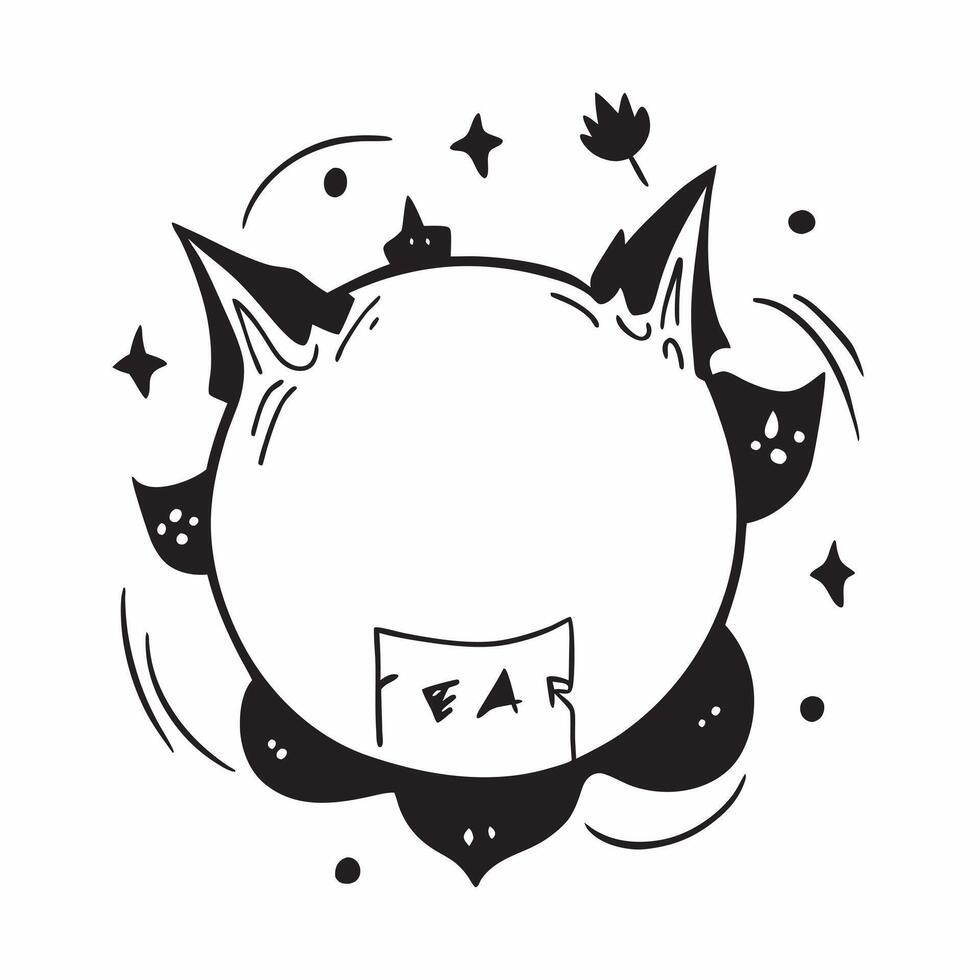 Flat Bat and Pumpkin Border with Fear Text concept as A dark and eerie border frame featuring bats and pumpkins at the edges with the word Fear in a bold scary font The design inc pure vector