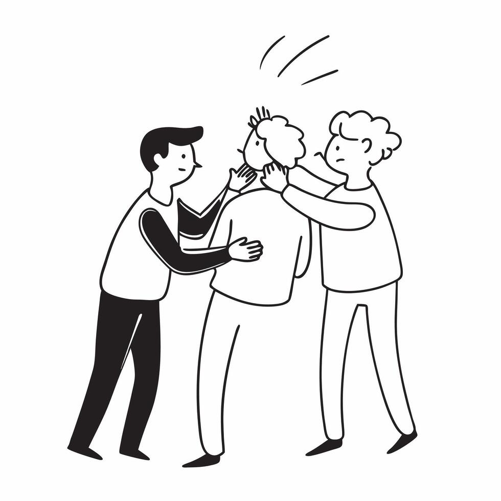 Flat Candid shot of a team leader resolving a conflict between colleagues concept as A candid moment of a team leader resolving a conflict between colleagues The camera captures t pure vector